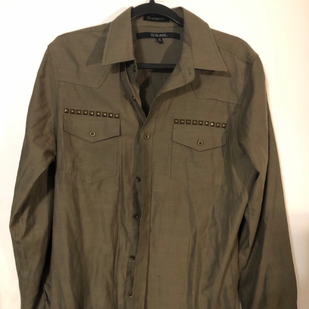 Men’s Army Green Button Down.